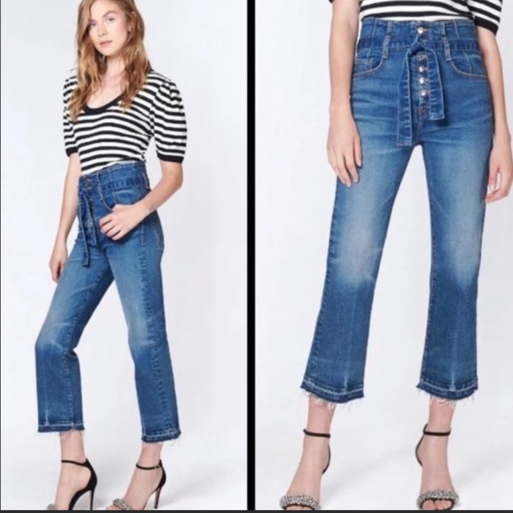 Veronica Beard Marlene Corset Wide Leg Jeans